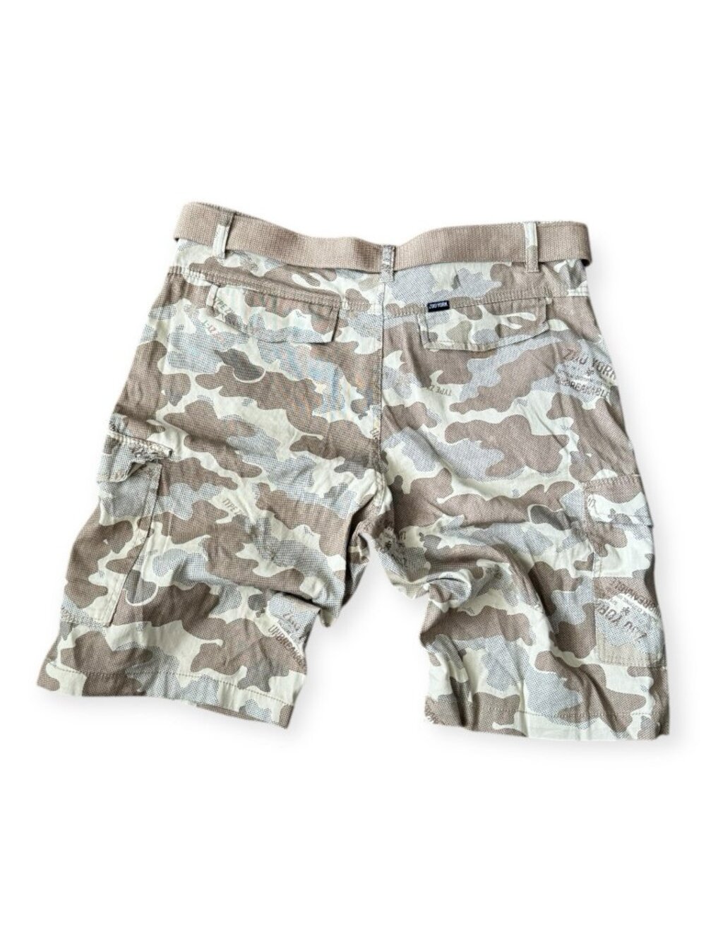 Vintage Zoo York Men 34 Unbreakable Camo Cargo Shorts Belt Y2K Grunge Skate 90s